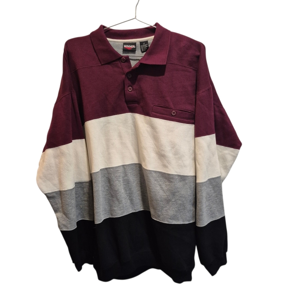 Vintage New Old Stock Mens Rugby Color Block Shirt Size LT Large Tall NWT Winner